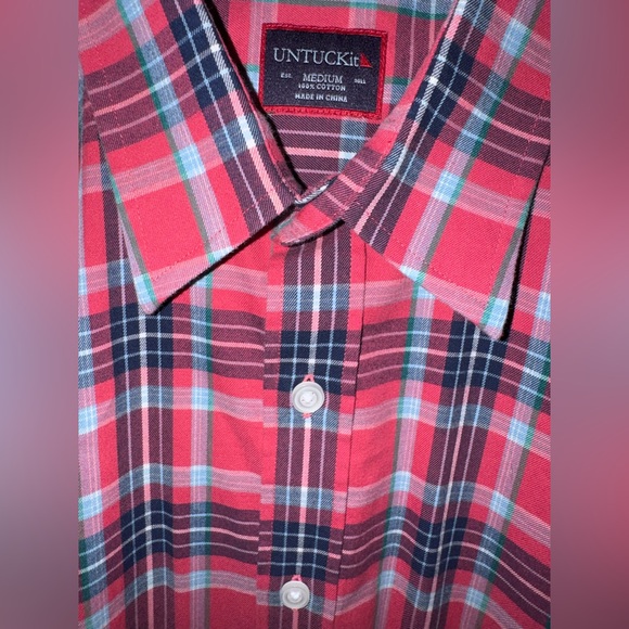 UNTUCKit Pink and Blue Plaid Button Down Shirt medium - Picture 2 of 4